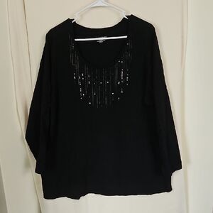 Elegant Black Sequin Women's Top